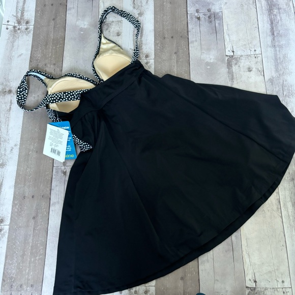 Maxine Swimdress New With Tags Vintage Dead Stock Black and White Print Size 16 - Picture 12 of 12